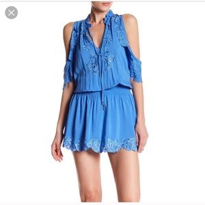 Parker Bluejay Embroidered Cold Shoulder Dress